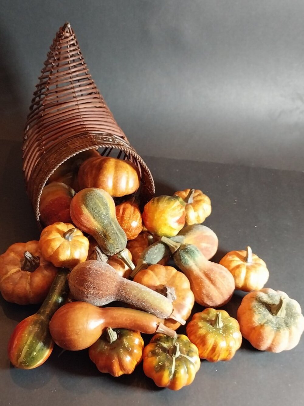 Cornucopia with pumpkins and gourds